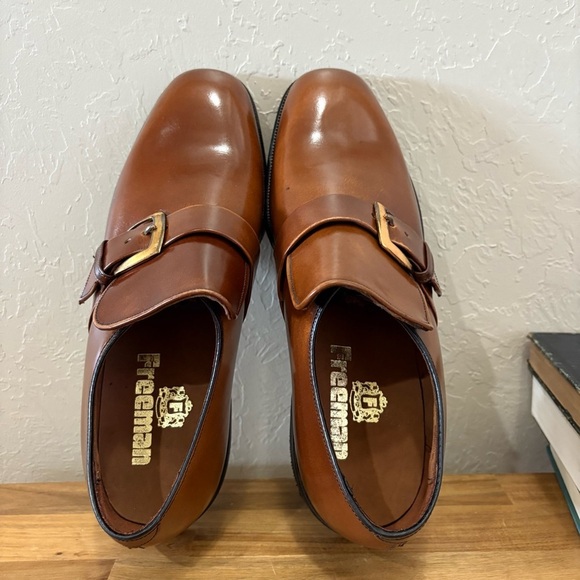 Vintage Freeman Monk Strap Buckle Shoes  7D Brown Leather Goodyear Welted USA main image 12